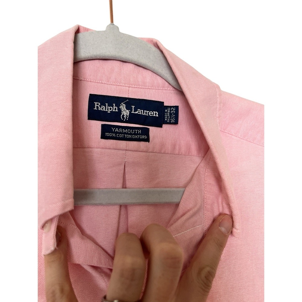 Ralph Lauren Yarmouth Oxford Dress Shirt White 100% Cotton Sizes 16 1/2-32 Pink - Picture 5 of 7